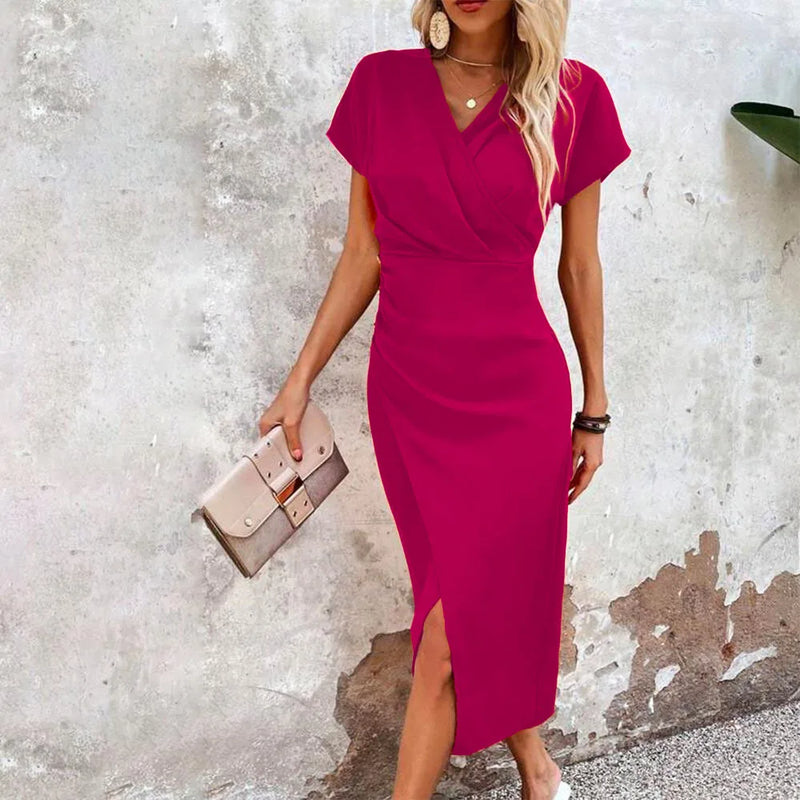 Mini-robe décontractée élégante à col en V pour les femmes, pour un look stylé