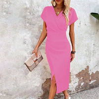 Mini-robe décontractée élégante à col en V pour les femmes, pour un look stylé