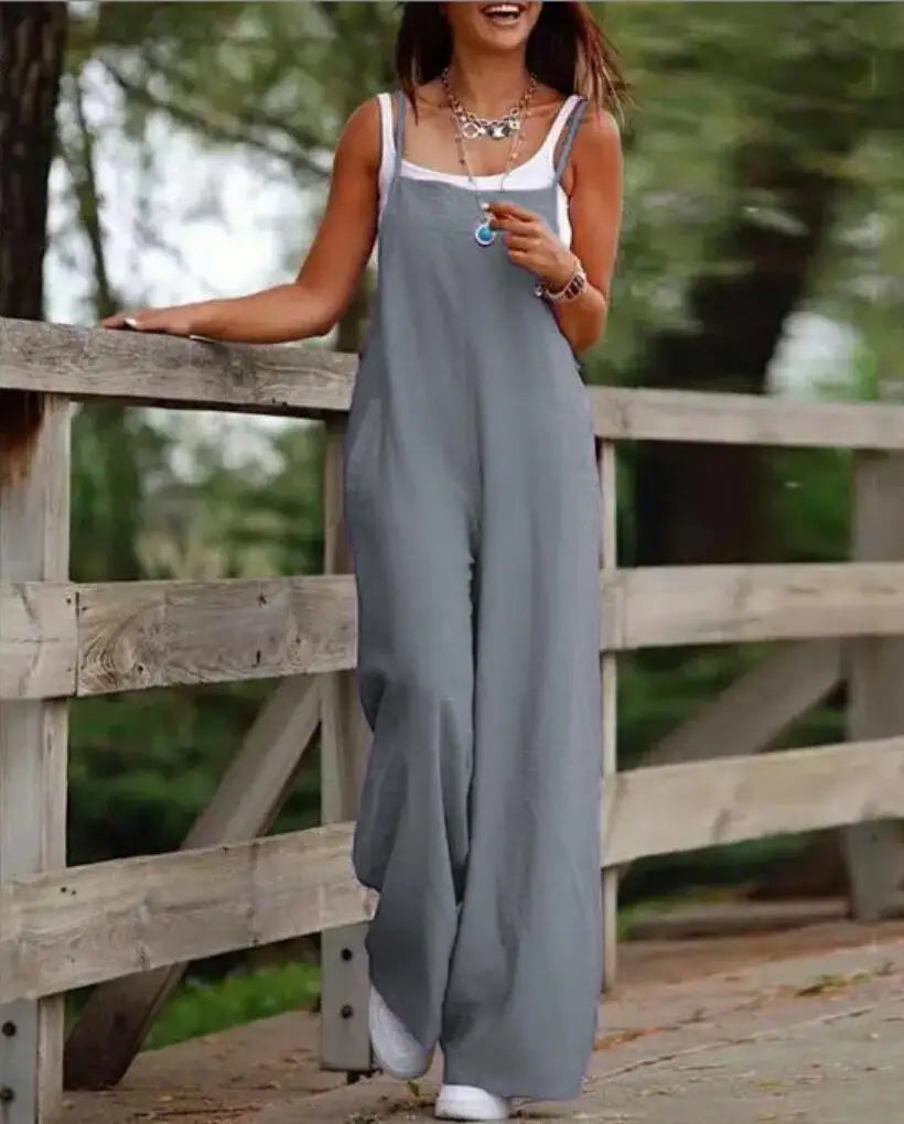 Combinaison en lin confortable pour femme, avec une coupe décontractée - parfaite pour le confort et le style de tous les jours