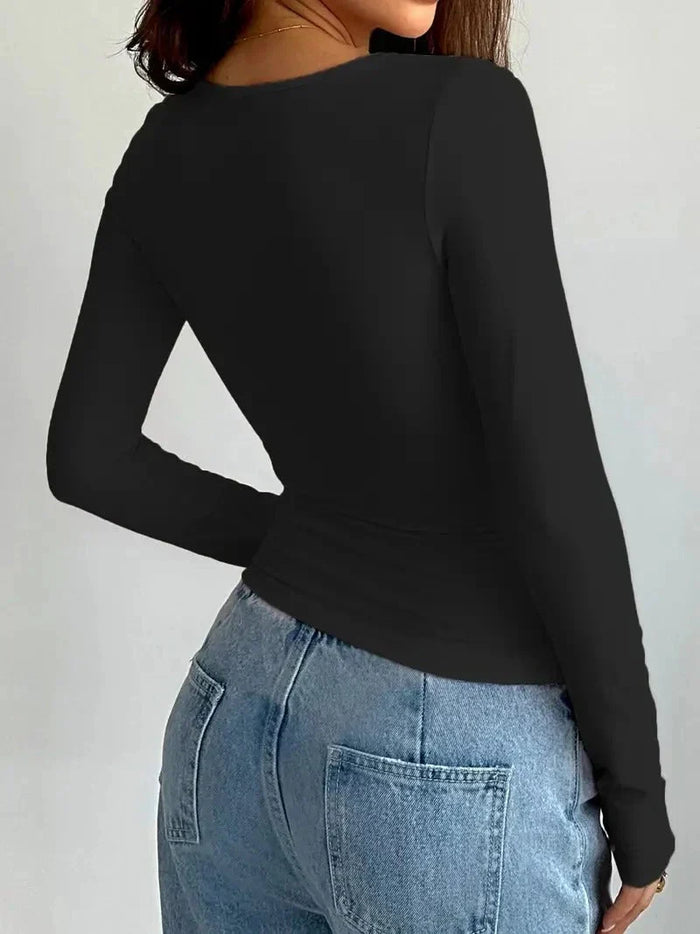 Top ajusté à manches longues pour femmes - Extensibilité parfaite pour une allure élégante