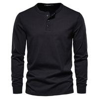 T-shirt pour homme à manches longues et col sans collet pour un style décontracté et élégant