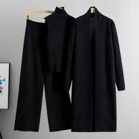 Élégant ensemble de vêtements d'intérieur 3 pièces en tricot pour femmes, pour un confort et un style ultimes