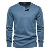 T-shirt pour homme à manches longues et col sans collet pour un style décontracté et élégant