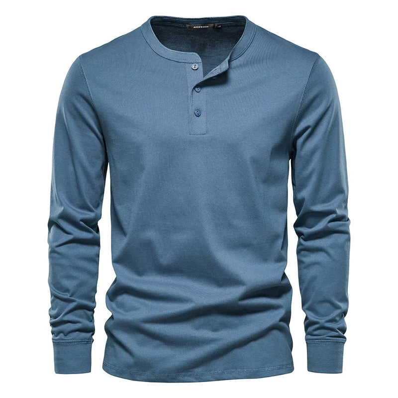 T-shirt pour homme à manches longues et col sans collet pour un style décontracté et élégant