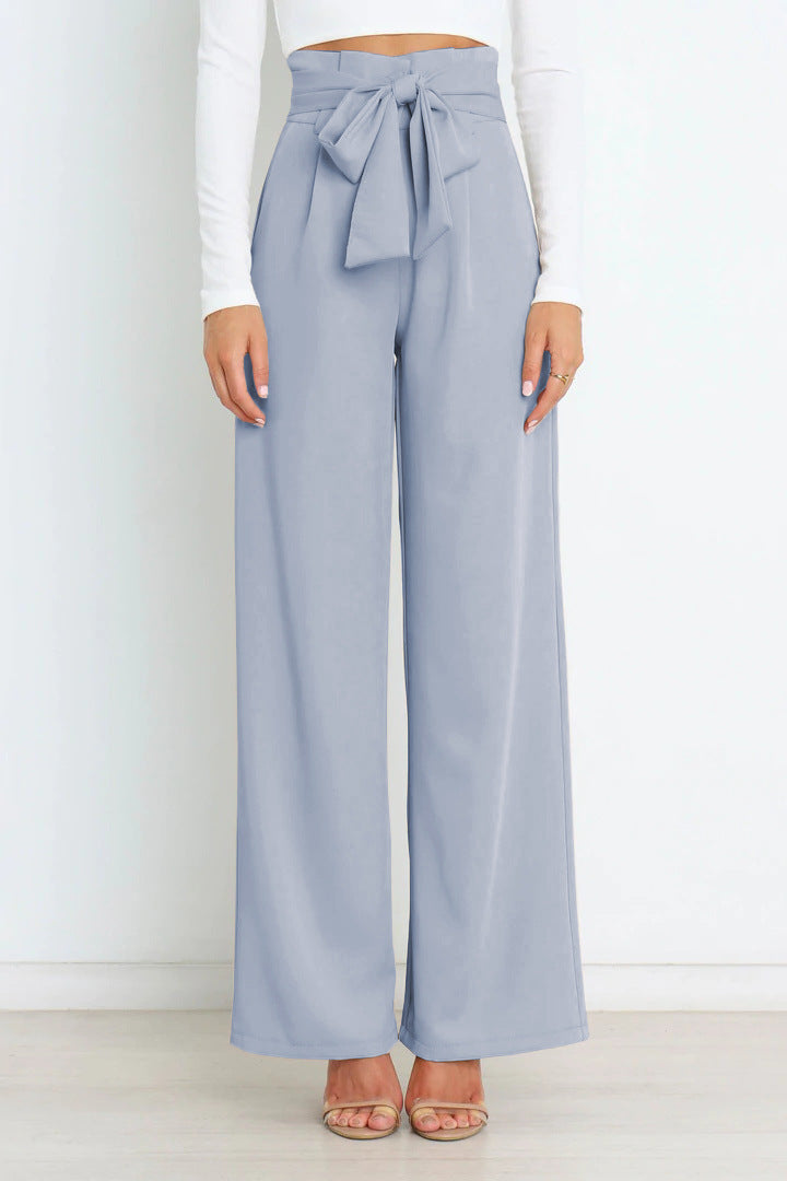 Pantalon élégant à taille haute avec nœud pour un look stylé