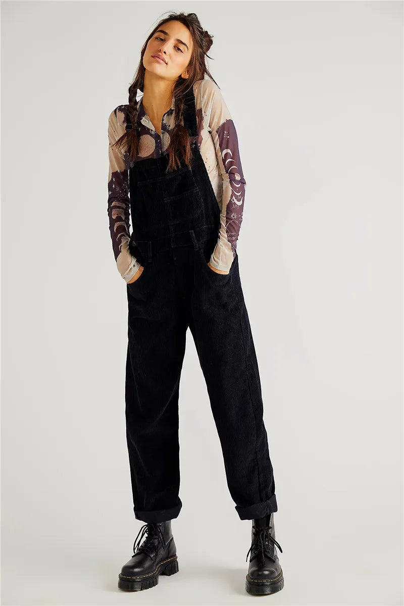 Salopette en velours côtelé pour femmes - pantalon décontracté confortable et élégant pour tous les jours