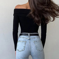 Top élégant à manches longues et épaules pour femmes - Blouse attachée stylée