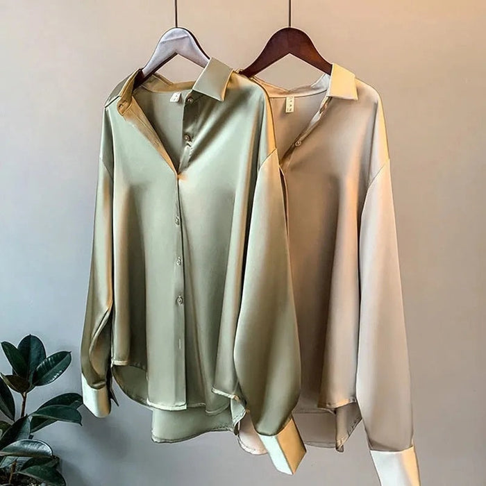 Chemisier élégant en soie - chemise vintage sophistiquée pour un style intemporel