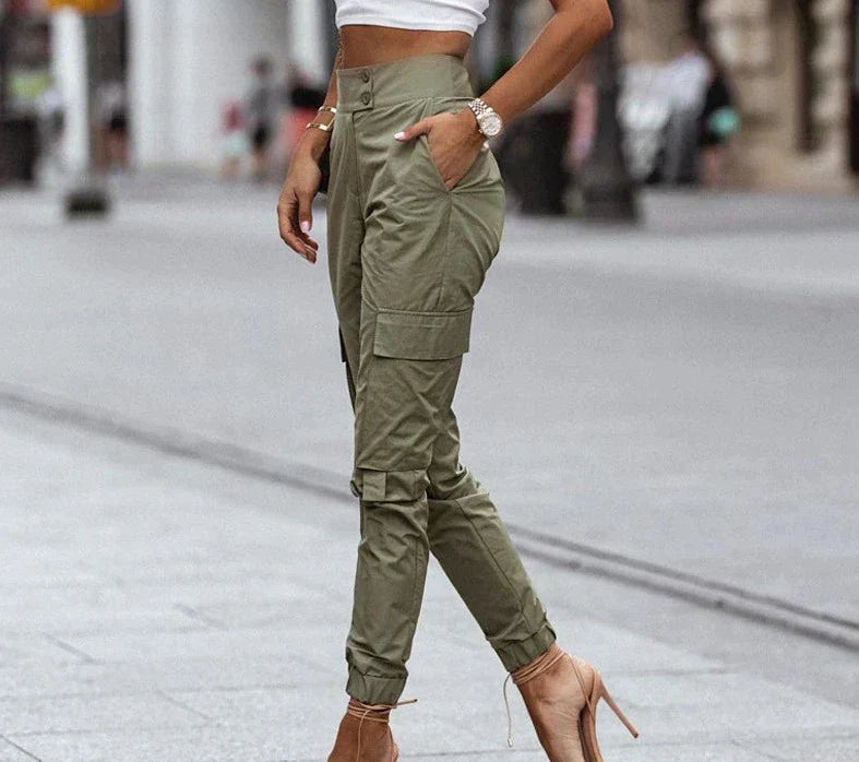 Pantalon cargo élégant pour femmes - Pantalon utilitaire confortable avec poches multiples pour tous les jours