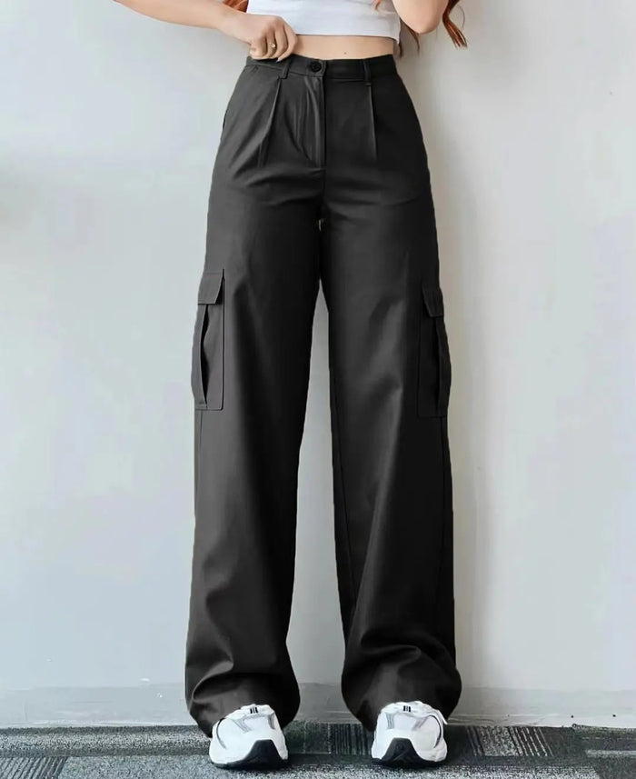 Pantalon cargo pour femmes - Taille haute fonctionnelle pour des vêtements de ville élégants et polyvalents