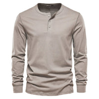 T-shirt pour homme à manches longues et col sans collet pour un style décontracté et élégant