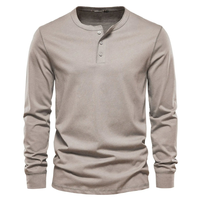T-shirt pour homme à manches longues et col sans collet pour un style décontracté et élégant