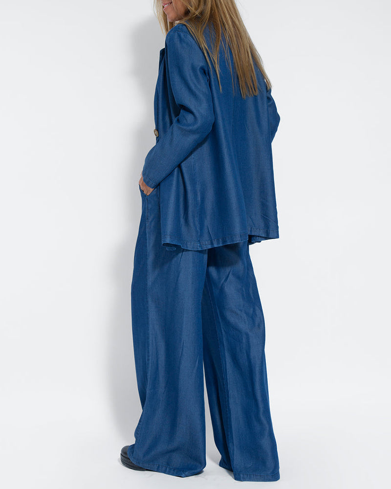 Tenue d'été élégante pour femme : pantalon large en lin 2 pièces et cardigan pour un look élégant et confortable