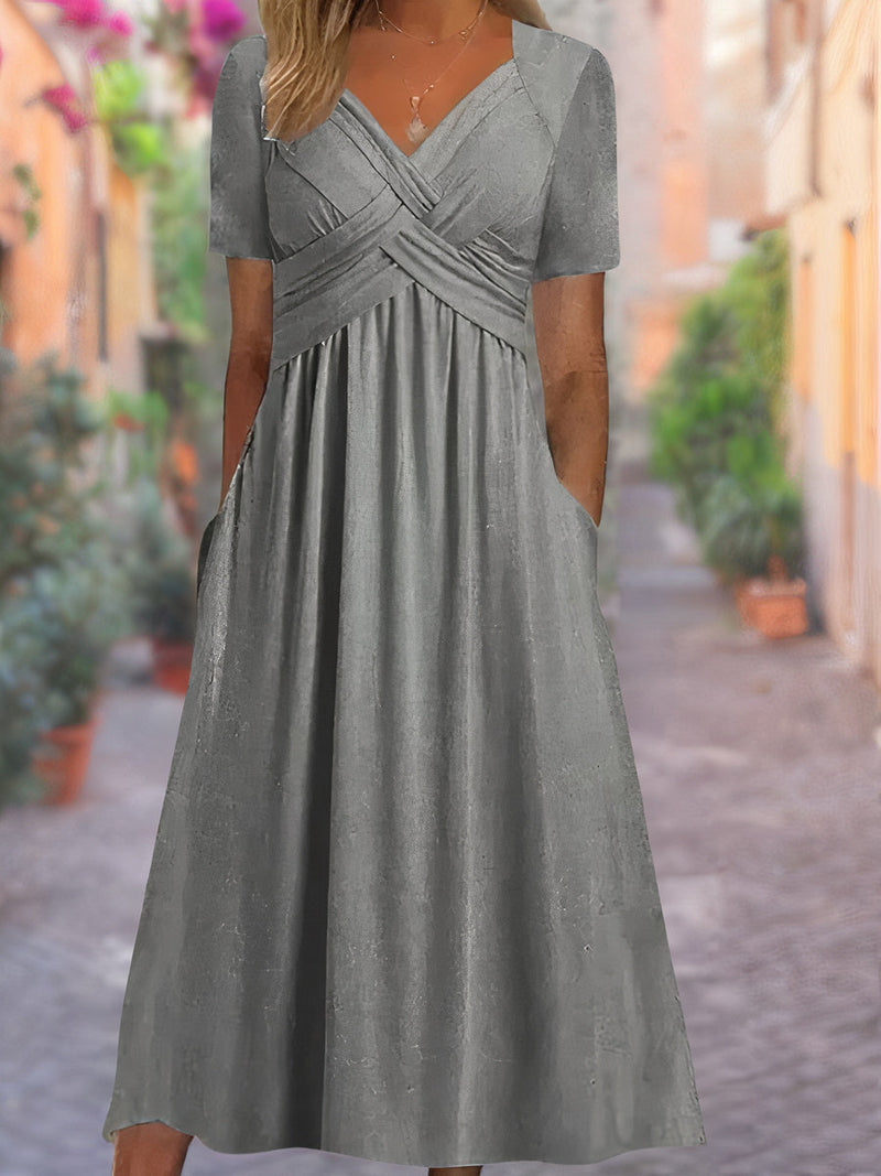 Robe d'été élégante à col en V - Confortable et aérée