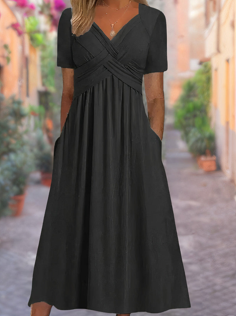Robe d'été élégante à col en V - Confortable et aérée