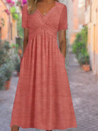 Robe d'été élégante à col en V - Confortable et aérée