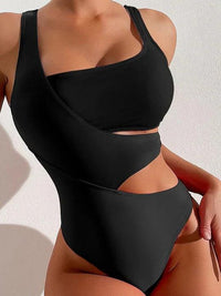 Maillot de bain une-pièce à taille haute avec bloc de couleurs pour femmes