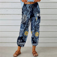 Pantalon d'été aéré à imprimé floral pour femmes - confortable et décontracté pour les journées décontractées