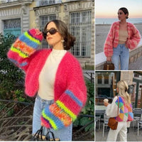 Cardigan court en tricot coloré à manches bouffantes pour femmes Aleta - un must en matière de style et de confort