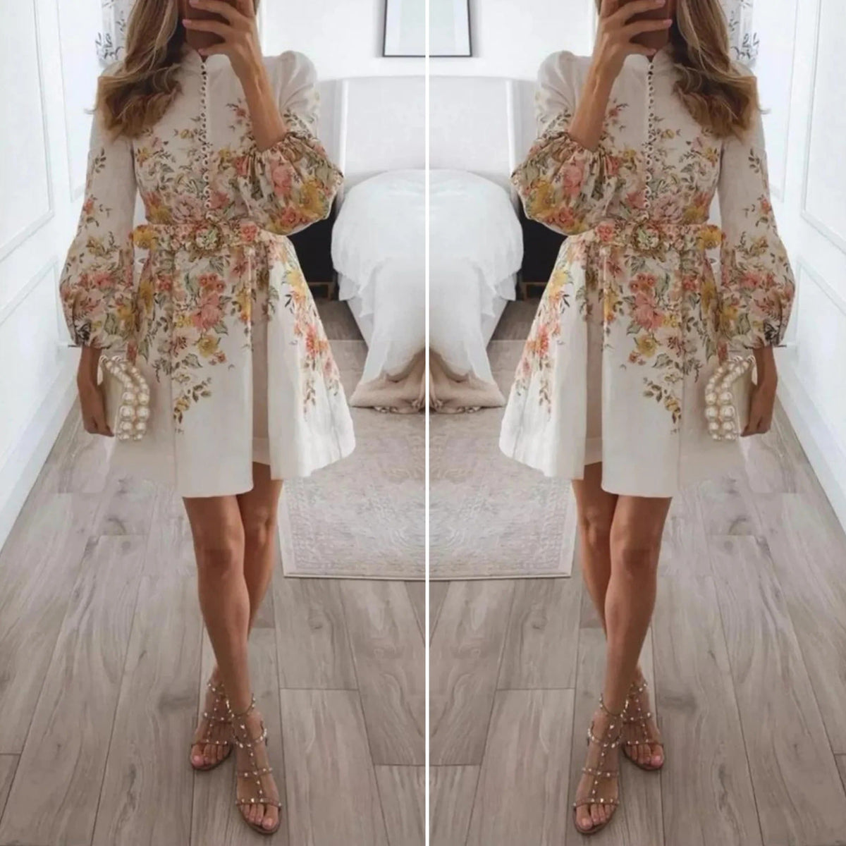 Mini robe chic à imprimé floral et boutons - Liv