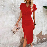 Mini-robe décontractée élégante à col en V pour les femmes, pour un look stylé