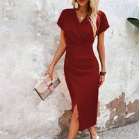 Mini-robe décontractée élégante à col en V pour les femmes, pour un look stylé