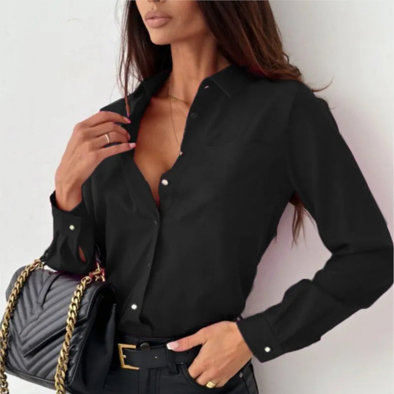 Élégante blouse à manches longues pour femmes - tenue de bureau élégante et polyvalente en tissu doux et léger