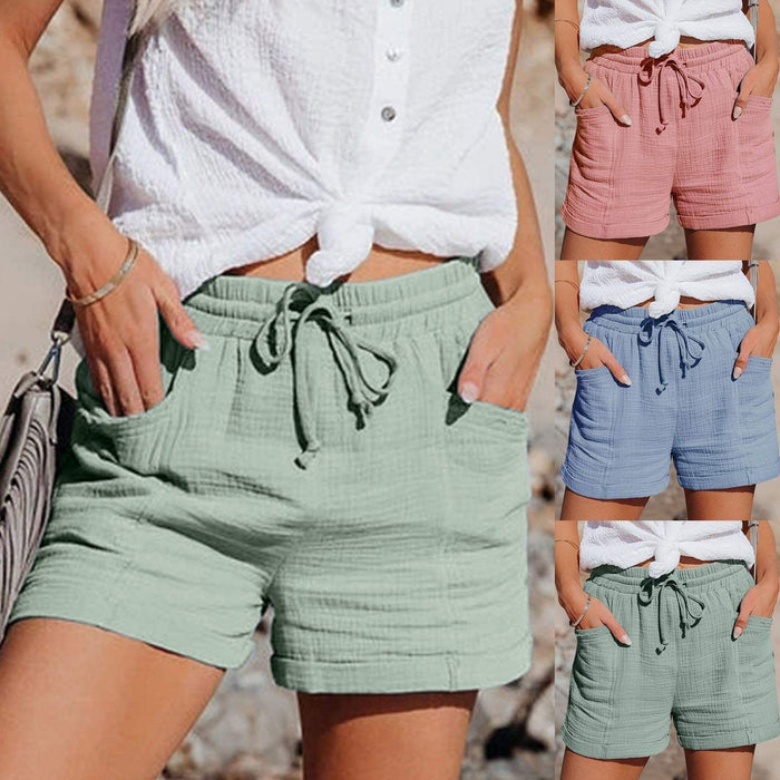 Shorts Décontractés pour Femmes - Tissu Légère et Respirant - Taille Élastique à Cordons - Coupe Confortable