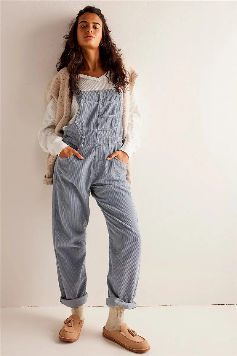 Salopette en velours côtelé pour femmes - pantalon décontracté confortable et élégant pour tous les jours