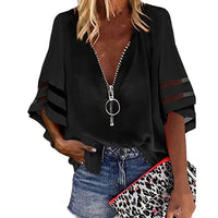 Chemisier en mousseline pour femmes - top élégant et tendance avec fermeture éclair stylisée