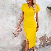 Mini-robe décontractée élégante à col en V pour les femmes, pour un look stylé