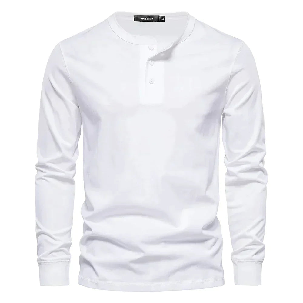 T-shirt pour homme à manches longues et col sans collet pour un style décontracté et élégant
