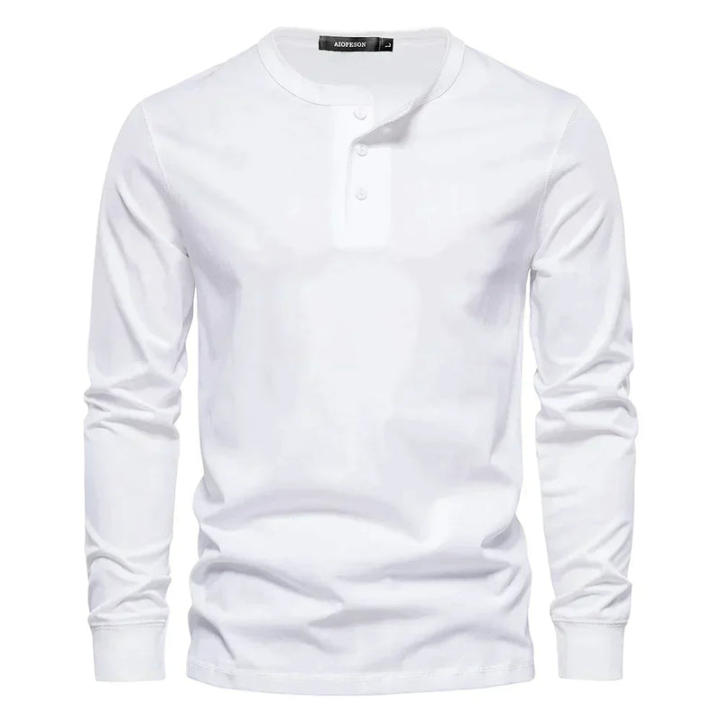 T-shirt pour homme à manches longues et col sans collet pour un style décontracté et élégant