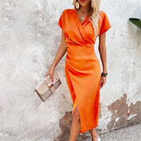 Mini-robe décontractée élégante à col en V pour les femmes, pour un look stylé
