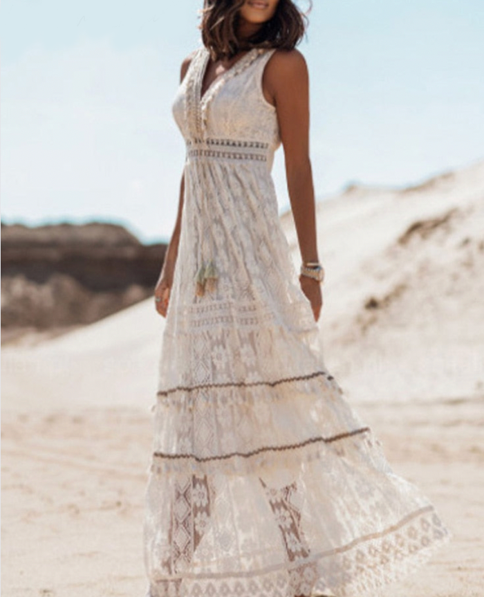 Robe longue d'été style bohème - Robe Avery élégante et confortable