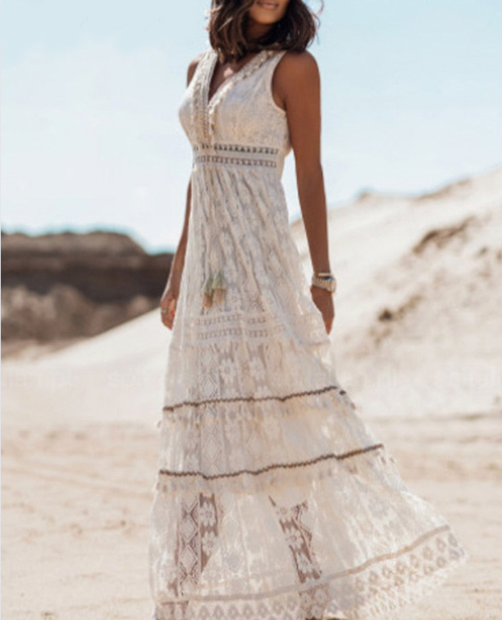 Robe longue d'été style bohème - Robe Avery élégante et confortable