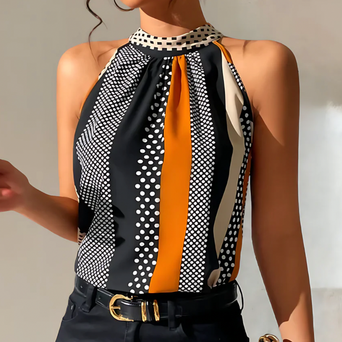 Top noir tendance à dos nu - Chemisier féminin stylé pour un look chic