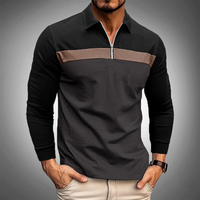 Polo à manches longues élégant pour hommes avec fermeture à glissière - coupe étroite, style décontracté et sophistiqué