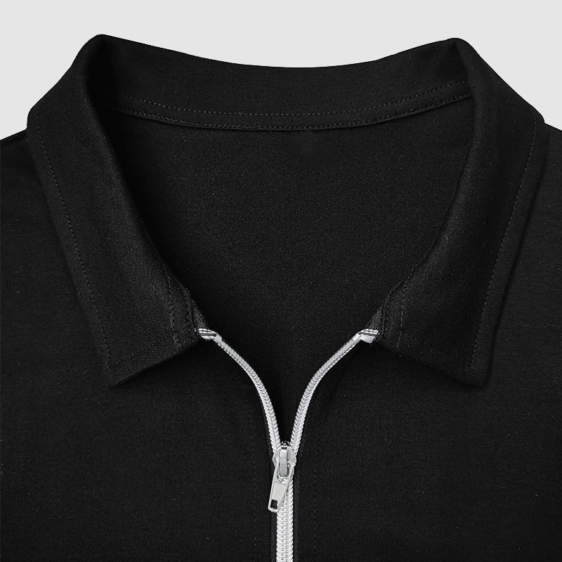 Polo à manches longues élégant pour hommes avec fermeture à glissière - coupe étroite, style décontracté et sophistiqué