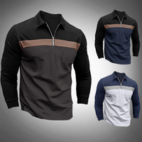 Polo à manches longues élégant pour hommes avec fermeture à glissière - coupe étroite, style décontracté et sophistiqué