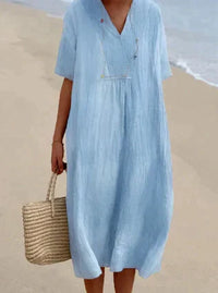 Robe élégante en lin pour femmes pour un look estival chic