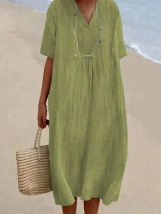 Robe élégante en lin pour femmes pour un look estival chic