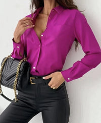Élégante blouse à manches longues pour femmes - tenue de bureau élégante et polyvalente en tissu doux et léger