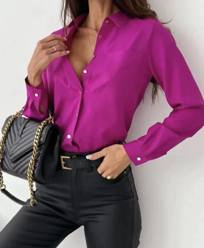 Élégante blouse à manches longues pour femmes - tenue de bureau élégante et polyvalente en tissu doux et léger