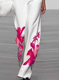Ensemble 2 pièces urbain stylé à motifs floraux - haut et pantalon à la mode avec motifs floraux accrocheurs