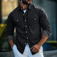 Chemise en Jean pour Hommes - Coupe Classique - Manches Longues - Boutonnée avec Poches à la Poitrine