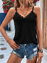 Élégant top cami pour femmes avec accents de dentelle - top d'été sans manches élégant et aéré