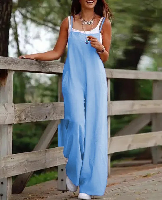 Combinaison en lin confortable pour femme, avec une coupe décontractée - parfaite pour le confort et le style de tous les jours