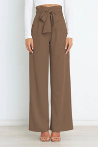 Pantalon élégant à taille haute avec nœud pour un look stylé