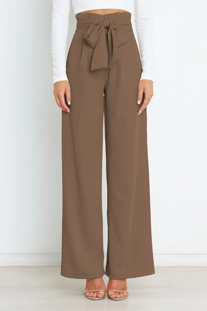 Pantalon élégant à taille haute avec nœud pour un look stylé